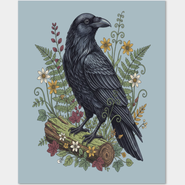 Raven Woodland Wildlife Wall Art by BirdsnStuff