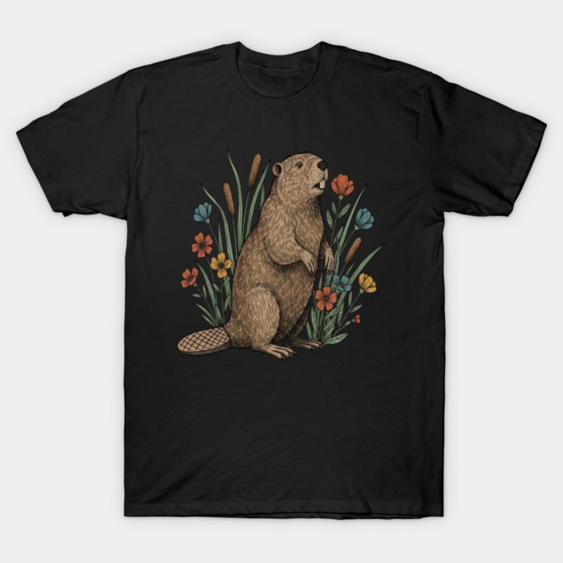 Beaver Wetland Wildlife T-Shirt by BirdsnStuff