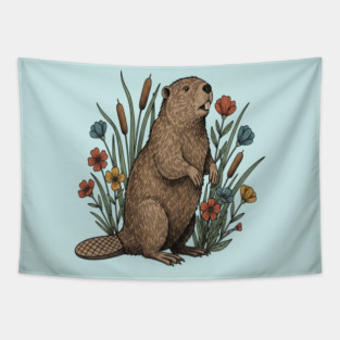 Beaver Wetland Wildlife Tapestry