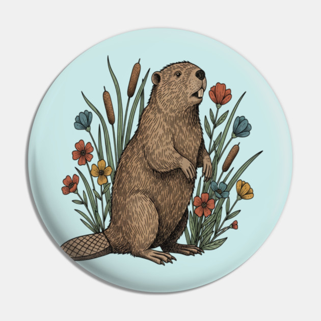 Beaver Wetland Wildlife Pin by BirdsnStuff