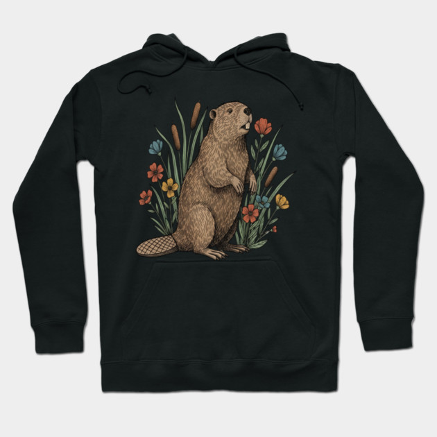 Beaver Wetland Wildlife Hoodie by BirdsnStuff