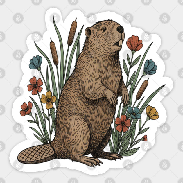 Beaver Wetland Wildlife Sticker by BirdsnStuff