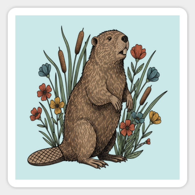 Beaver Wetland Wildlife Magnet by BirdsnStuff