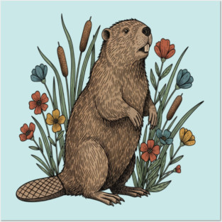 Beaver Wetland Wildlife Posters and Art