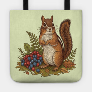 Chipmunk Gathering Berries Tote
