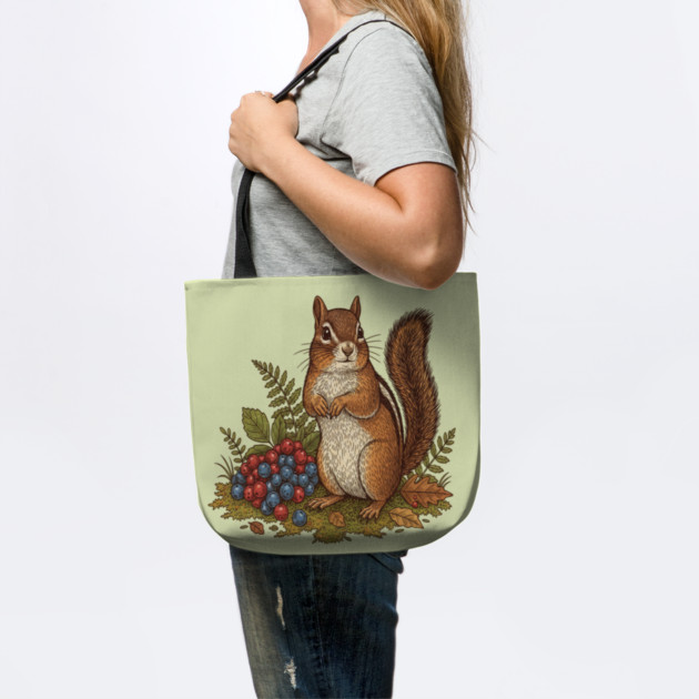 Chipmunk Gathering Berries by BirdsnStuff