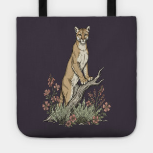 Mountain Lion in Desert Wildflowers Tote