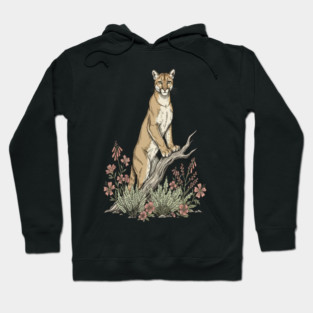 Mountain Lion in Desert Wildflowers Hoodie