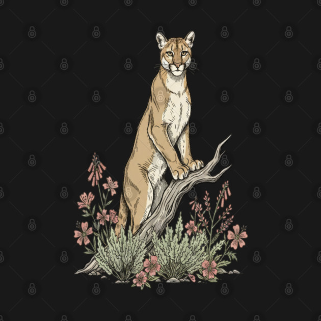 Mountain Lion in Desert Wildflowers by BirdsnStuff