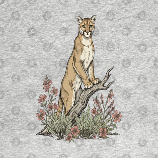 Mountain Lion in Desert Wildflowers by BirdsnStuff