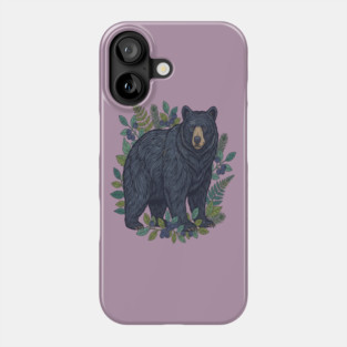 Black Bear with Wild Blueberries Phone Case