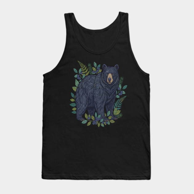 Black Bear with Wild Blueberries Tank Top by BirdsnStuff