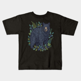 Black Bear with Wild Blueberries Kids T-Shirt