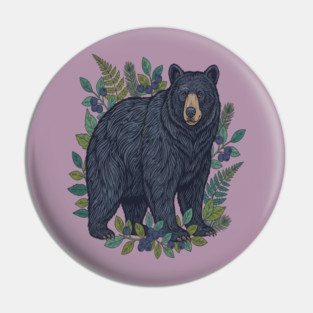 Black Bear with Wild Blueberries Pin
