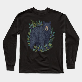 Black Bear with Wild Blueberries Long Sleeve T-Shirt