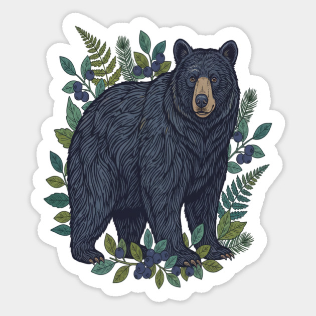 Black Bear with Wild Blueberries Magnet by BirdsnStuff