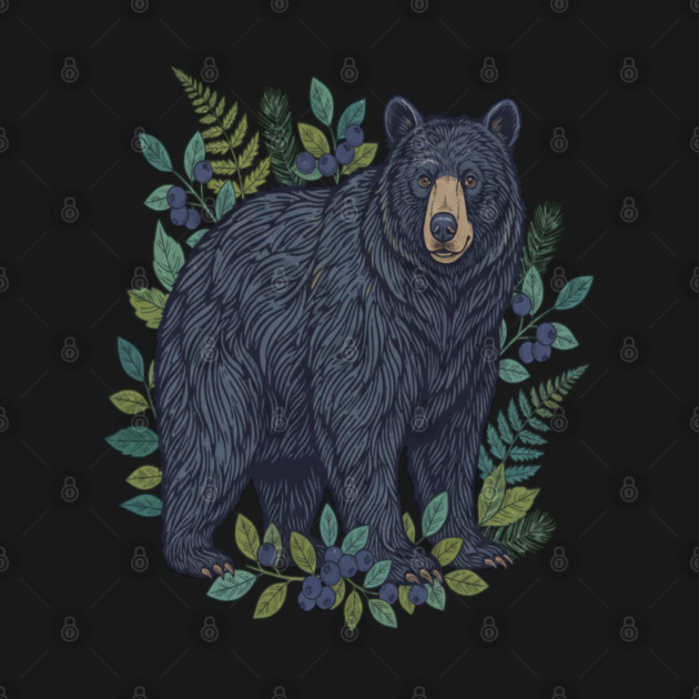 Black Bear with Wild Blueberries by BirdsnStuff