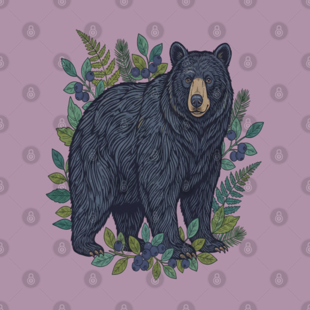 Black Bear with Wild Blueberries by BirdsnStuff