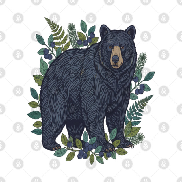 Black Bear with Wild Blueberries by BirdsnStuff