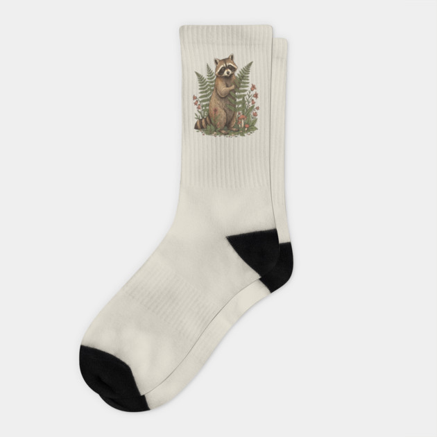 Raccoon in the Ferns Socks by BirdsnStuff