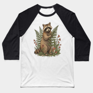Raccoon in the Ferns Baseball T-Shirt