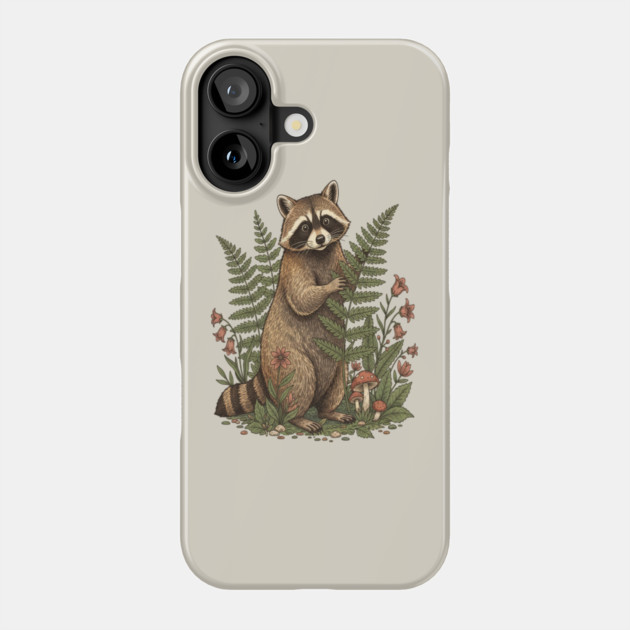 Raccoon in the Ferns Phone Case by BirdsnStuff