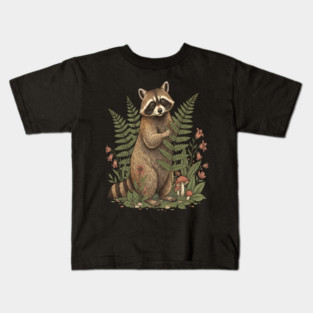 Raccoon in the Ferns Kids T-Shirt