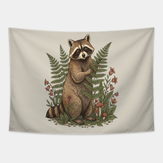 Raccoon in the Ferns Tapestry by BirdsnStuff