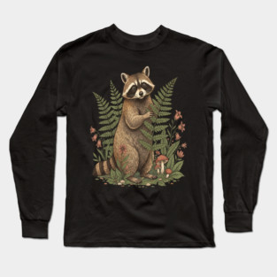 Raccoon in the Ferns Long Sleeve T-Shirt