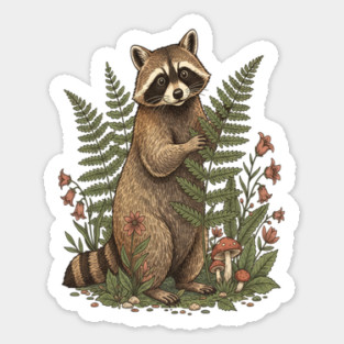 Raccoon in the Ferns Magnet