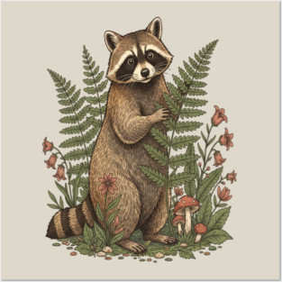 Raccoon in the Ferns Posters and Art