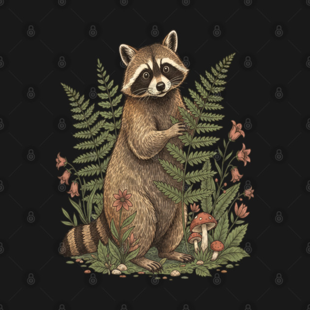 Raccoon in the Ferns by BirdsnStuff