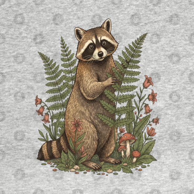 Raccoon in the Ferns by BirdsnStuff