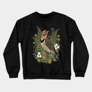 Vintage Northern Flicker Woodpecker and Ferns Crewneck Sweatshirt