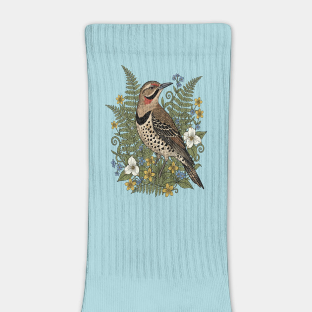 Vintage Northern Flicker Woodpecker and Ferns by BirdsnStuff