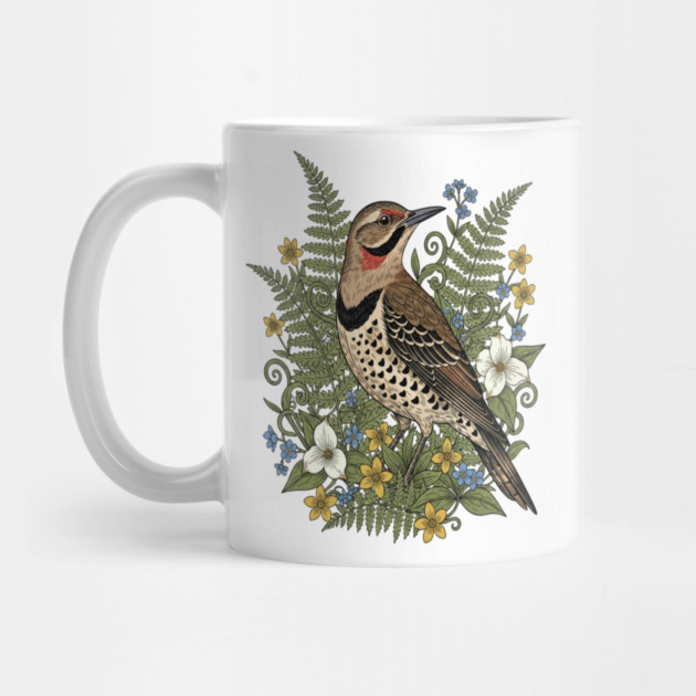Vintage Northern Flicker Woodpecker and Ferns by BirdsnStuff