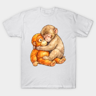 Monkey Punch Baby Monkey Hug Mothers Day Animal Mom T-Shirt