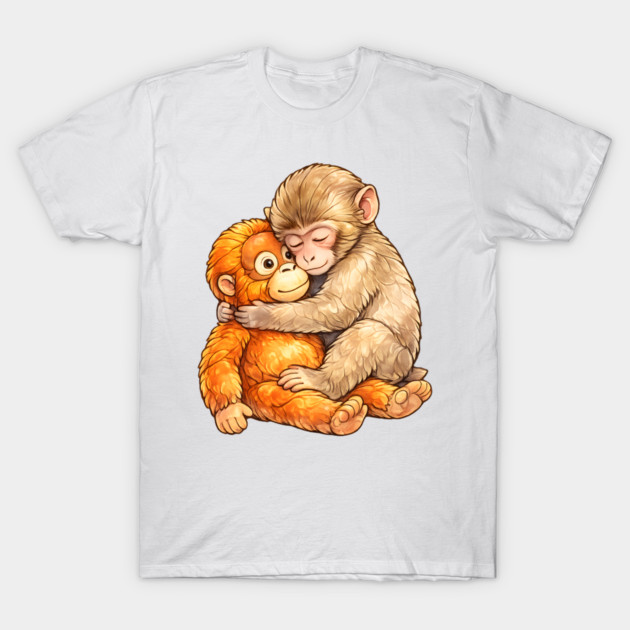 Monkey Punch Baby Monkey Hug Mothers Day Animal Mom T-Shirt by Hays Robert Print