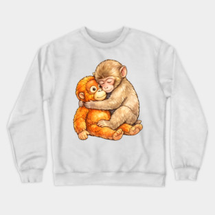 Monkey Punch Baby Monkey Hug Mothers Day Animal Mom Crewneck Sweatshirt
