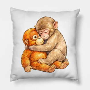 Monkey Punch Baby Monkey Hug Mothers Day Animal Mom Pillow