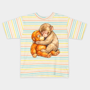 Monkey Punch Baby Monkey Hug Mothers Day Animal Mom Kids T-Shirt