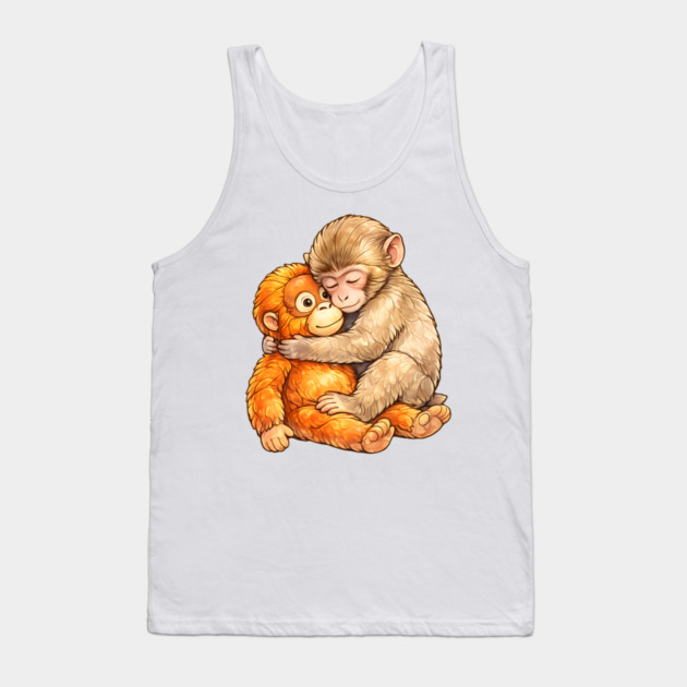 Monkey Punch Baby Monkey Hug Mothers Day Animal Mom Tank Top by Hays Robert Print