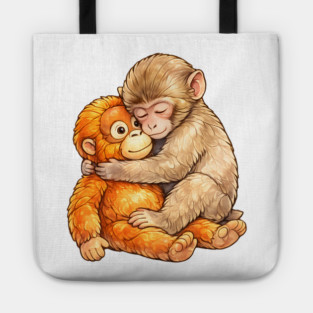 Monkey Punch Baby Monkey Hug Mothers Day Animal Mom Tote