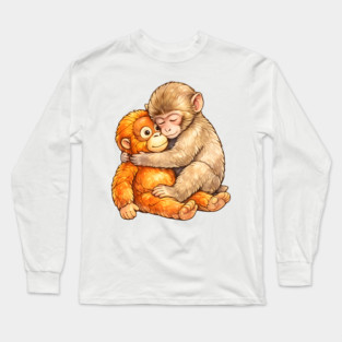 Monkey Punch Baby Monkey Hug Mothers Day Animal Mom Long Sleeve T-Shirt