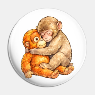 Monkey Punch Baby Monkey Hug Mothers Day Animal Mom Pin
