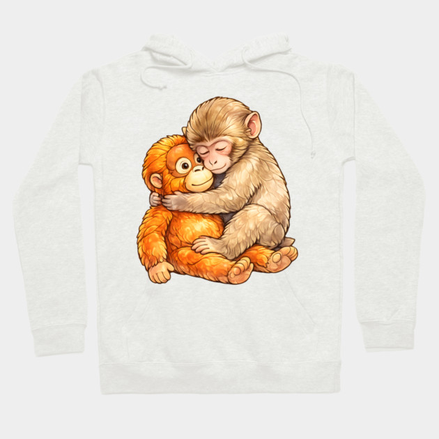 Monkey Punch Baby Monkey Hug Mothers Day Animal Mom Hoodie by Hays Robert Print