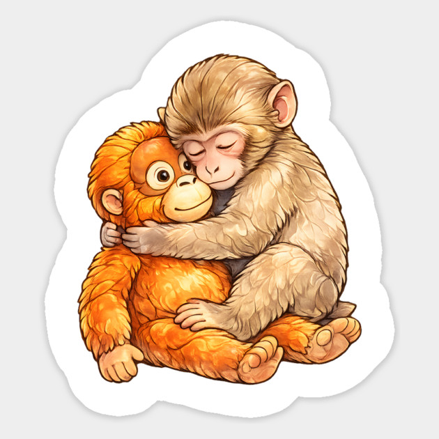 Monkey Punch Baby Monkey Hug Mothers Day Animal Mom Magnet by Hays Robert Print