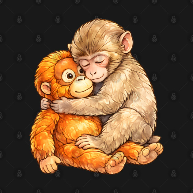 Monkey Punch Baby Monkey Hug Mothers Day Animal Mom by Hays Robert Print