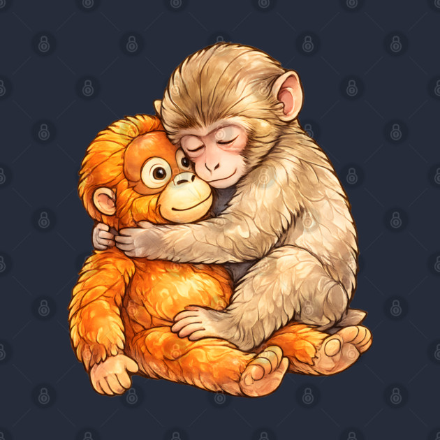 Monkey Punch Baby Monkey Hug Mothers Day Animal Mom by Hays Robert Print