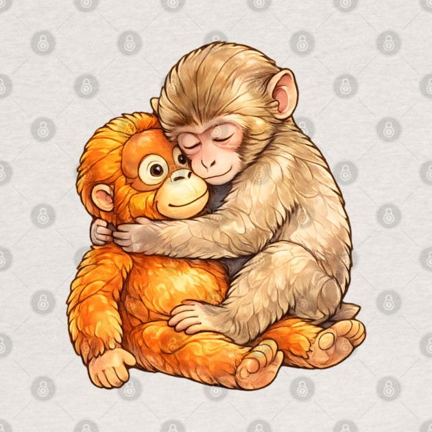 Monkey Punch Baby Monkey Hug Mothers Day Animal Mom by Hays Robert Print